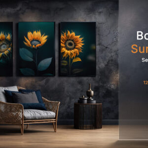 Dark Botanical Sunflowers Triptych - Set of 3 Printable Art Posters