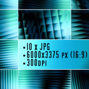 10 Glass Fractal Turquoise Backgrounds Set
